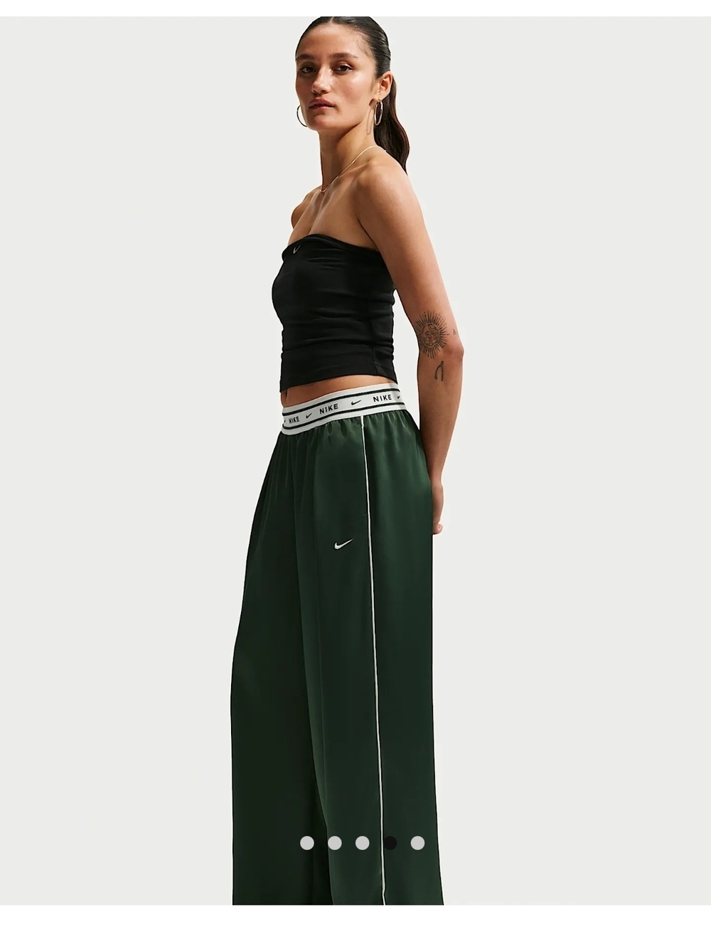 Nike Wide-Leg Satin Trousers in Deep Green - Picture 4 of 4
